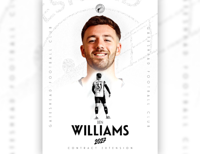 Ben Williams signs one-year contract extension at Gateshead FC until 2027