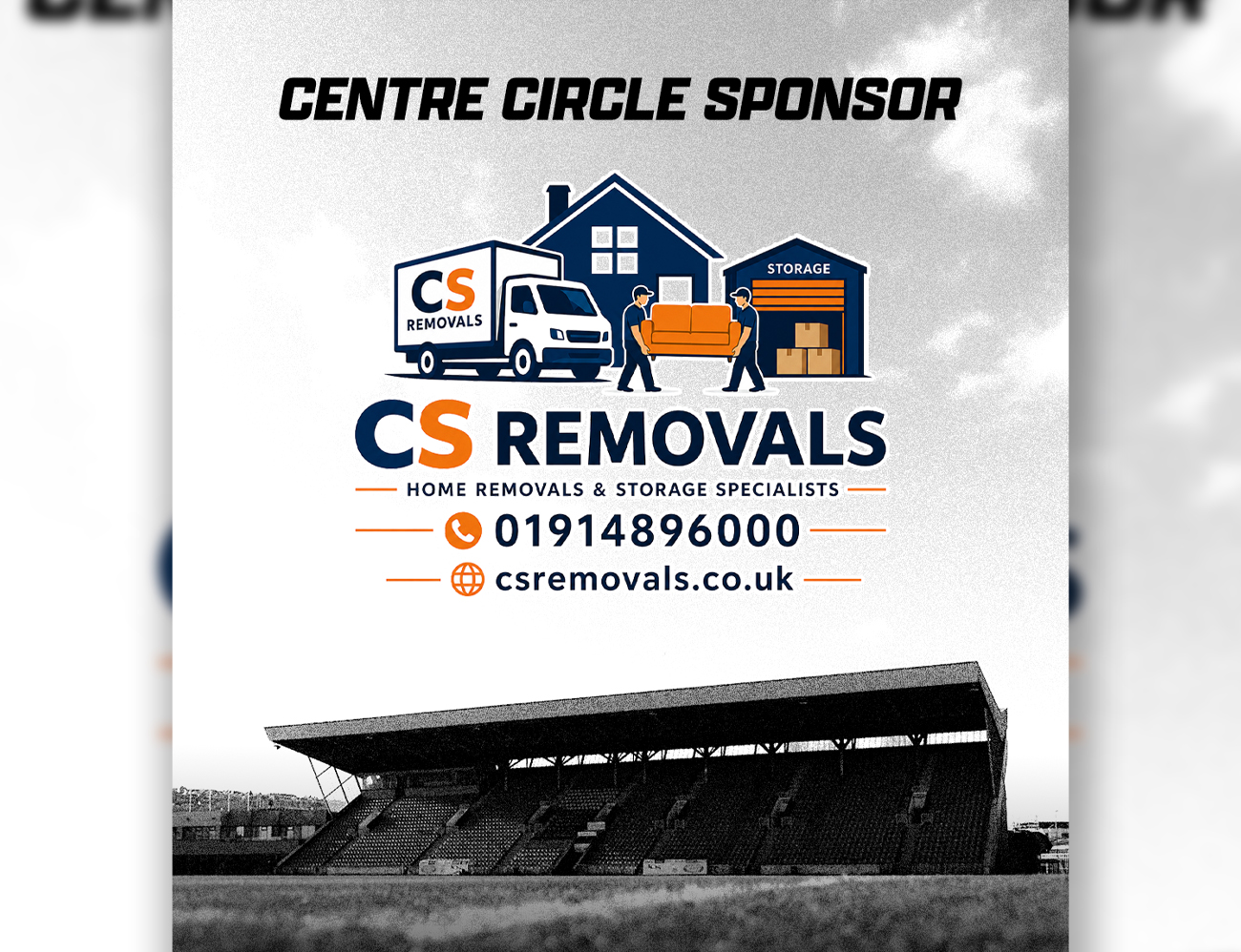CS Removals Named Centre Circle Sponsor at Gateshead FC — Gateshead news photo